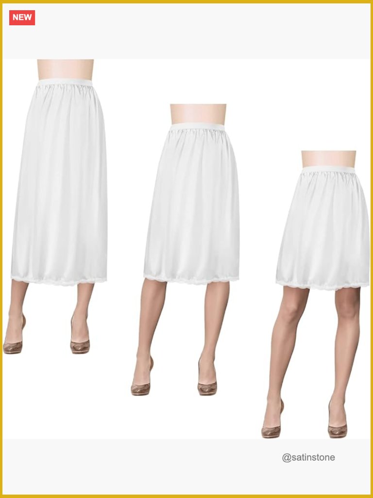 3 Pc Half Slips Women 19 27 35 Inch Silk Satin Lace Under Dress Skirt